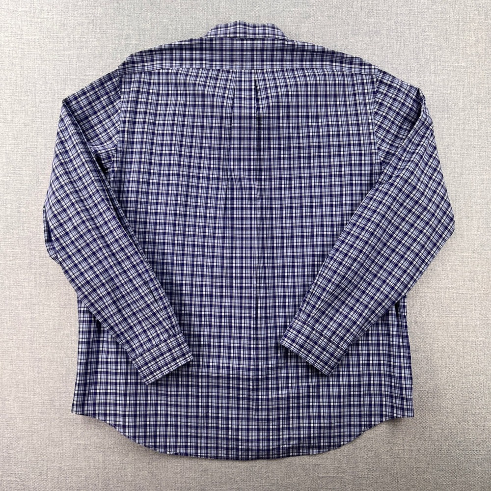 Ralph Lauren Men XL Blue White Plaid Cotton Button Down Long Sleeve Shirt Preppy - Picture 4 of 10
